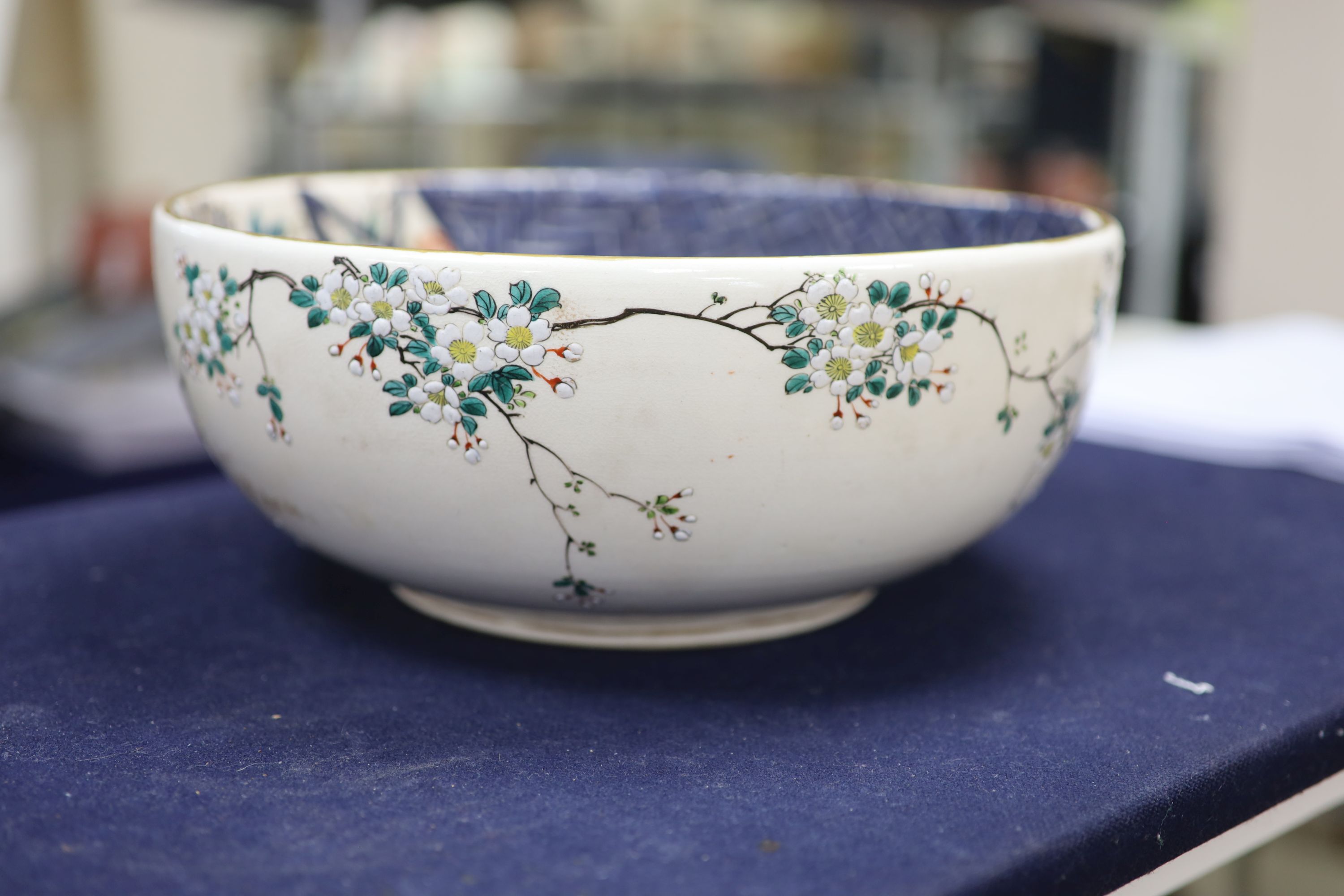 A Japanese satsuma enamelled bowl, 30cm